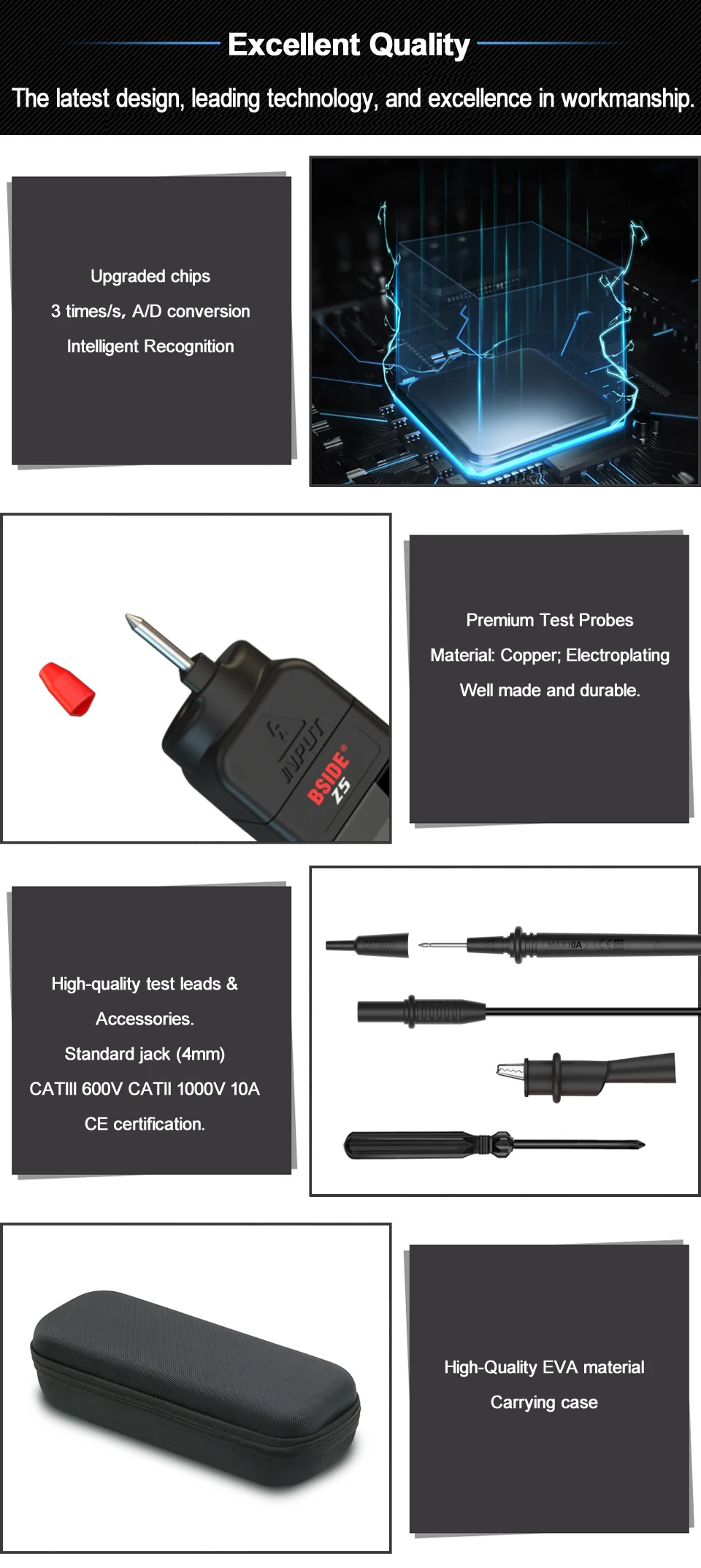 BSIDE Digital Multimeter Pen Type Smart multitester Auto Range DC AC Voltage Capacitance Ohm NCV Hz Diode Live wire Tester Meter