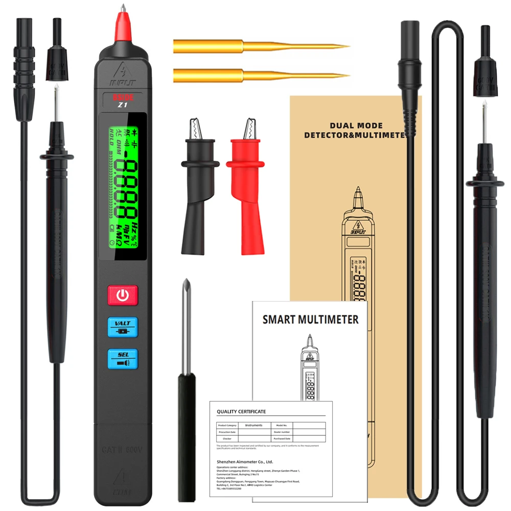 BSIDE Digital Multimeter Pen Type Smart multitester Auto Range DC AC Voltage Capacitance Ohm NCV Hz Diode Live wire Tester Meter