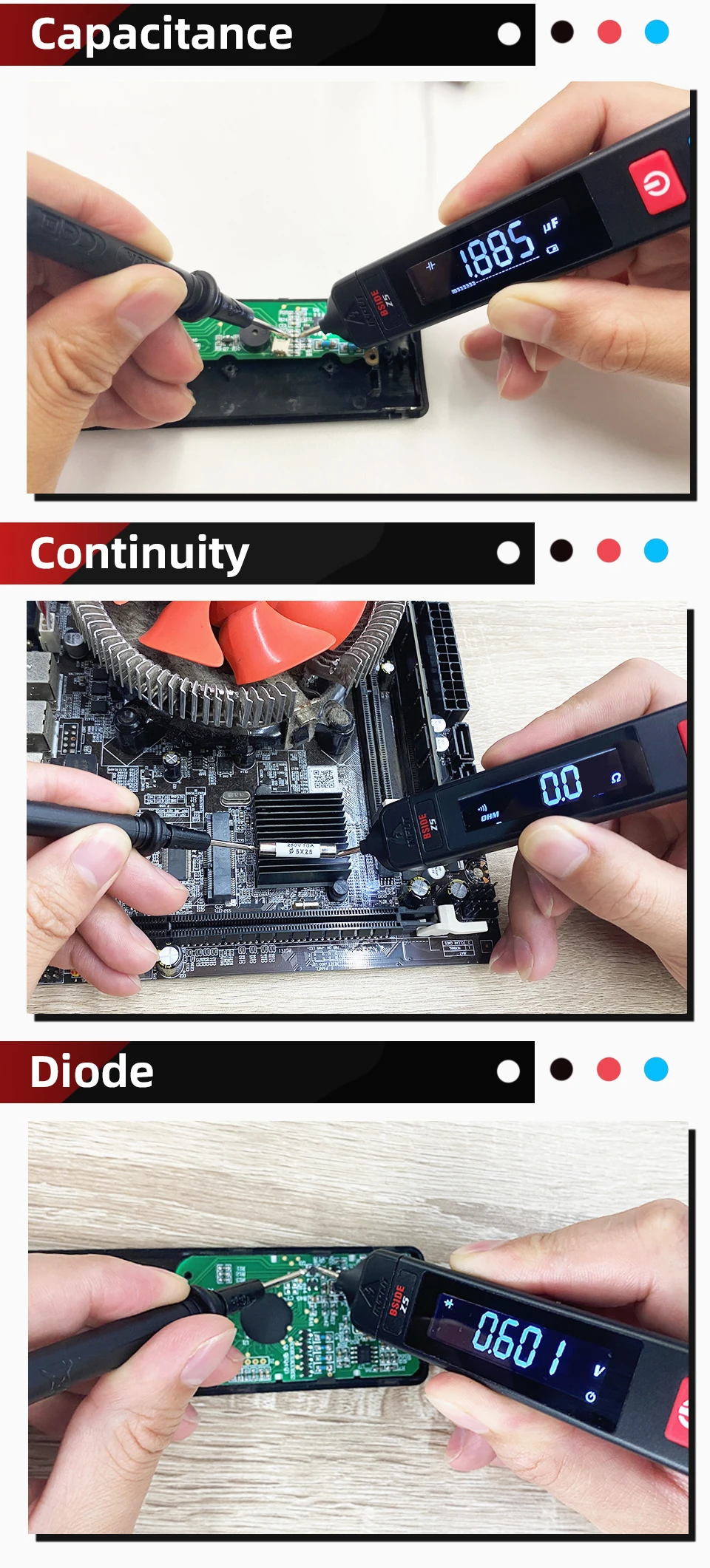 BSIDE Digital Multimeter Pen Type Smart multitester Auto Range DC AC Voltage Capacitance Ohm NCV Hz Diode Live wire Tester Meter