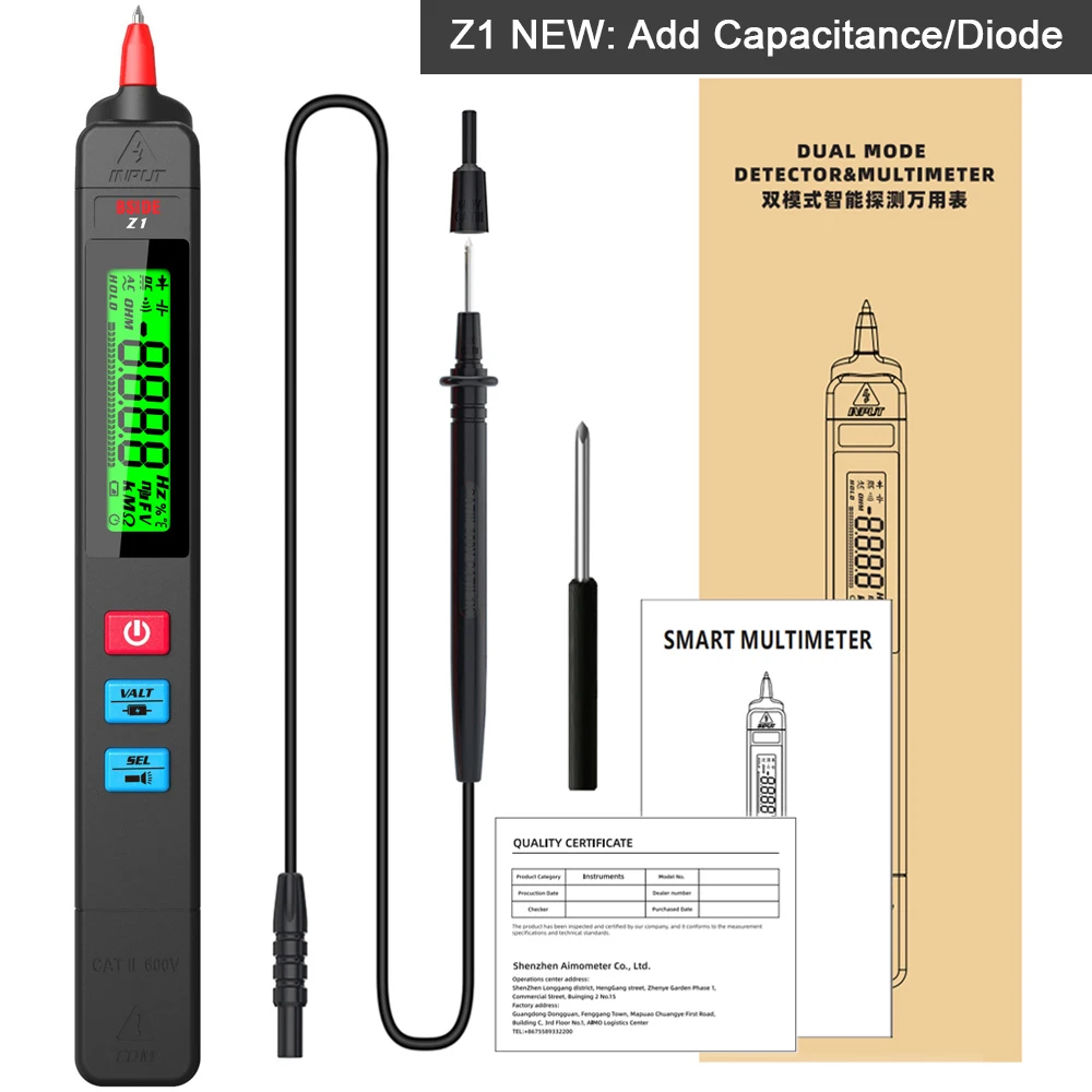 BSIDE Digital Multimeter Pen Type Smart multitester Auto Range DC AC Voltage Capacitance Ohm NCV Hz Diode Live wire Tester Meter