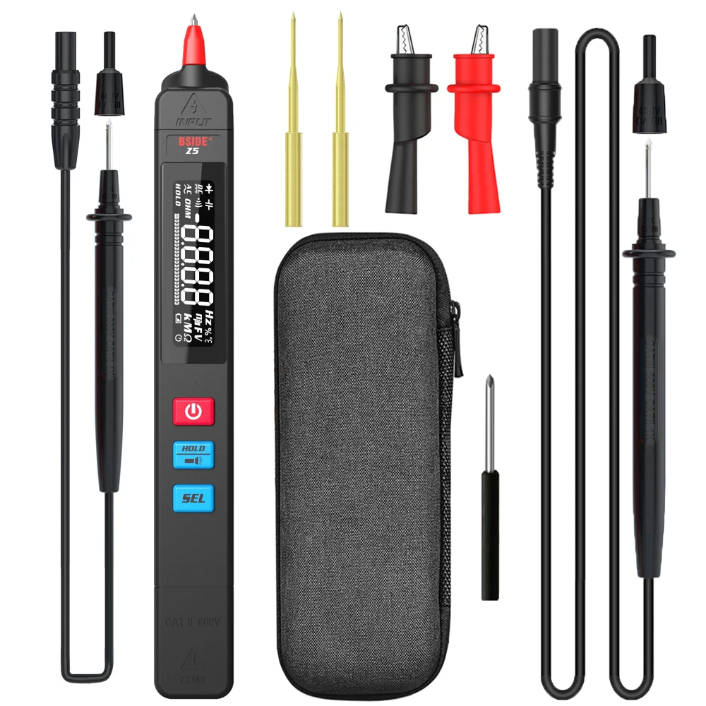 BSIDE Digital Multimeter Pen Type Smart multitester Auto Range DC AC Voltage Capacitance Ohm NCV Hz Diode Live wire Tester Meter