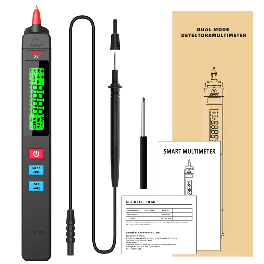 BSIDE Digital Multimeter Pen Type Smart multitester Auto Range DC AC Voltage Capacitance Ohm NCV Hz Diode Live wire Tester Meter