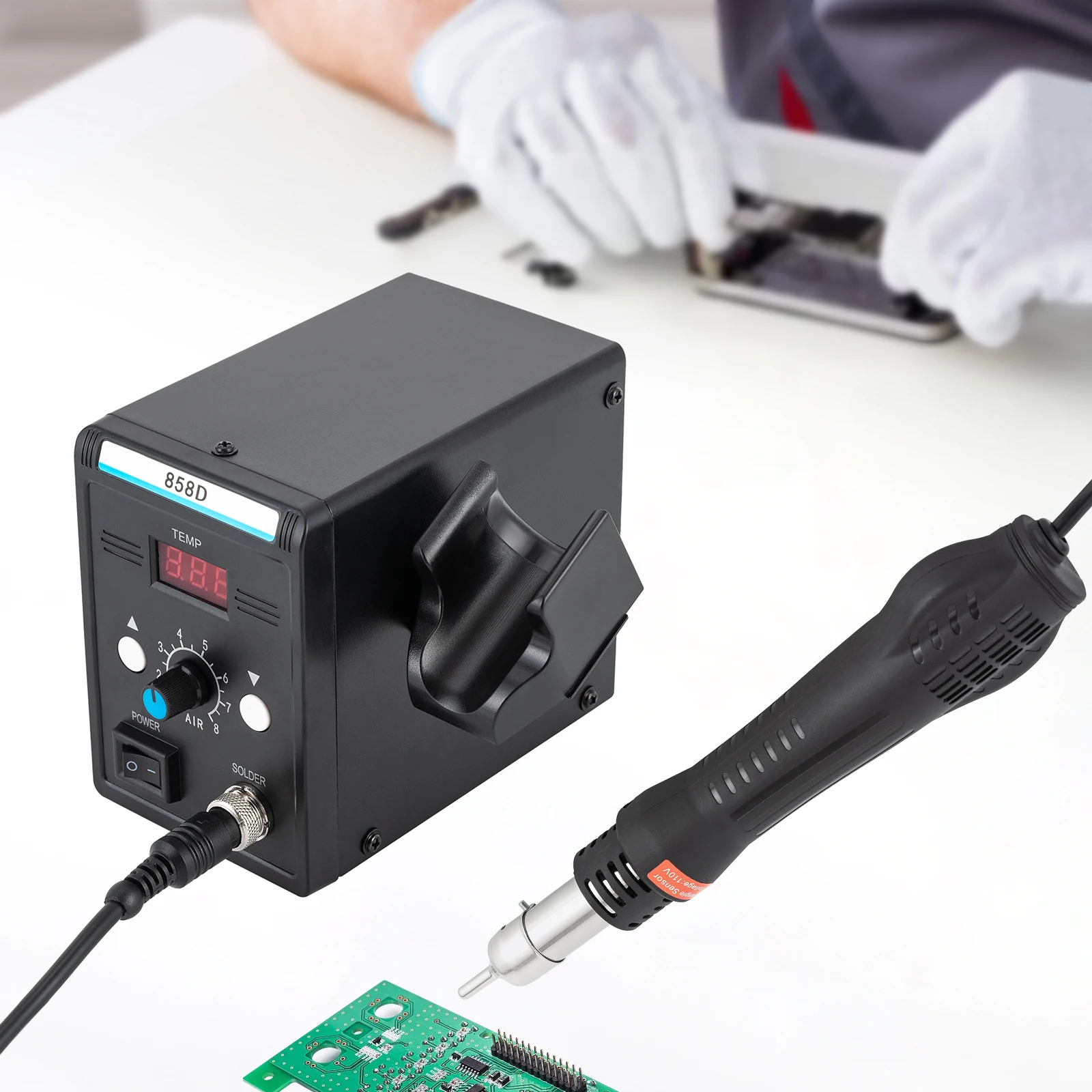 700W Hot Air Rework SMD Soldering Station With Heat Gun Set Temperature LED Screen Display For Electronics Repairs