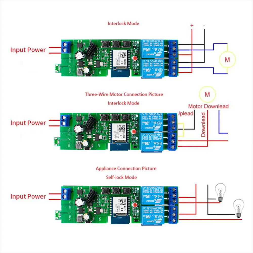 Tuya Smart Wifi Motor Switch Module 12V 32V 220V RF 433 Radio Remote Control 4 Channels Inching Relay for Alexa Google Home