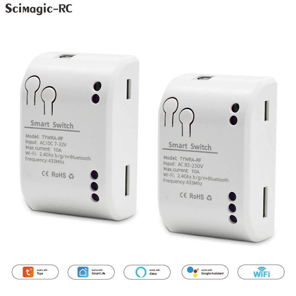 Tuya Smart Wifi Motor Switch Module 12V 32V 220V RF 433 Radio Remote Control 4 Channels Inching Relay for Alexa Google Home