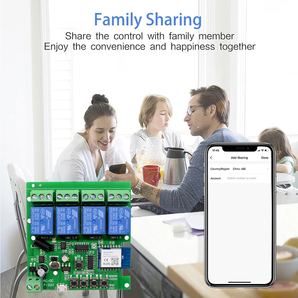 Tuya Smart Wifi Motor Switch Module 12V 32V 220V RF 433 Radio Remote Control 4 Channels Inching Relay for Alexa Google Home