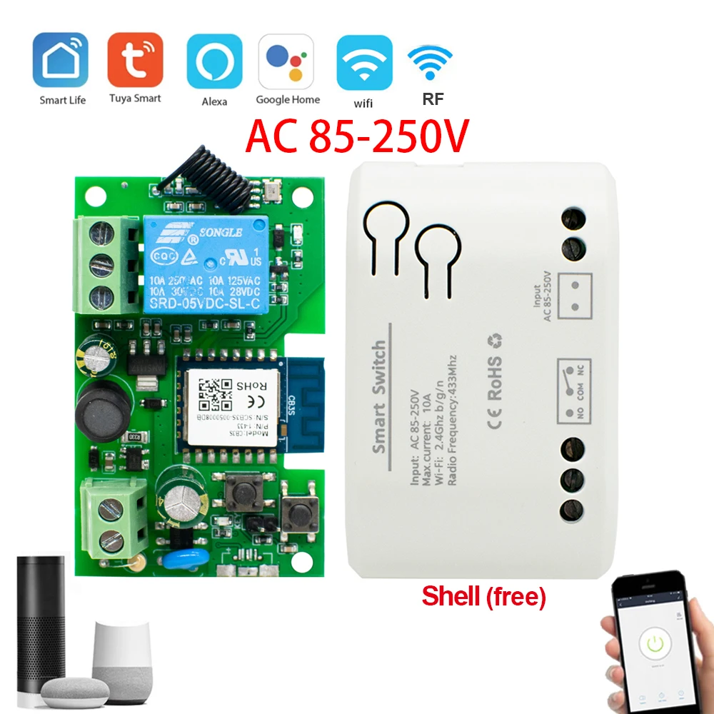 Tuya Smart Wifi Motor Switch Module 12V 32V 220V RF 433 Radio Remote Control 4 Channels Inching Relay for Alexa Google Home