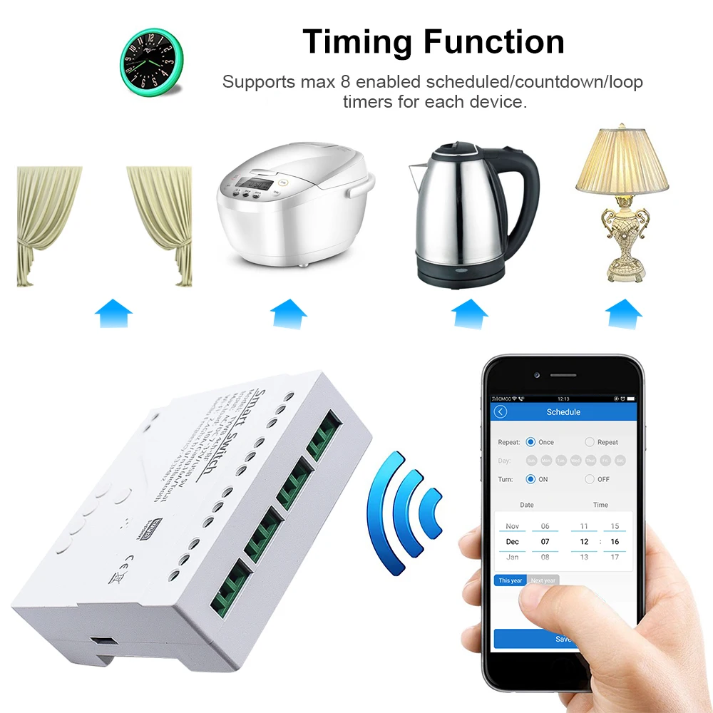 Tuya Smart Wifi Motor Switch Module 12V 32V 220V RF 433 Radio Remote Control 4 Channels Inching Relay for Alexa Google Home