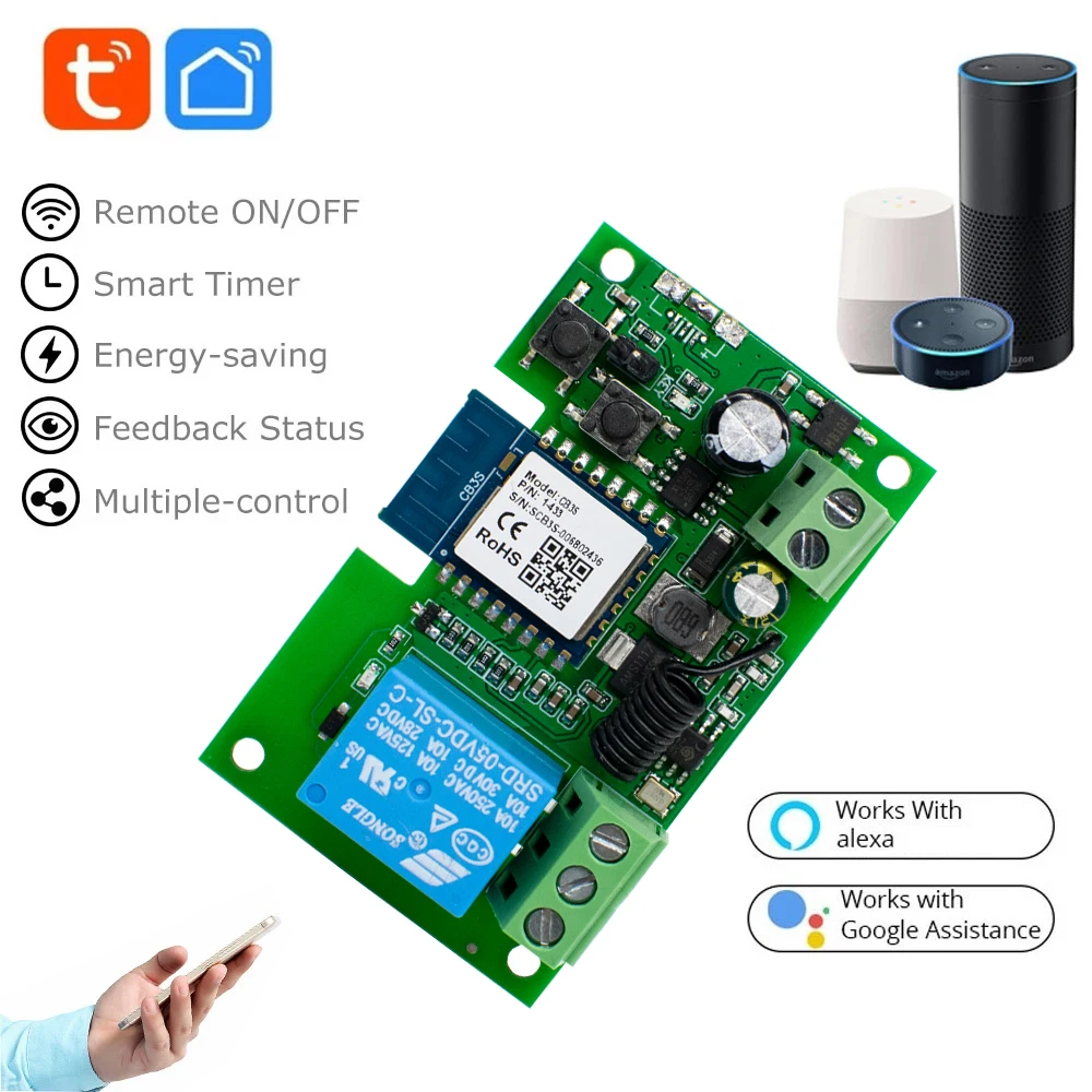 Tuya Smart Wifi Motor Switch Module 12V 32V 220V RF 433 Radio Remote Control 4 Channels Inching Relay for Alexa Google Home
