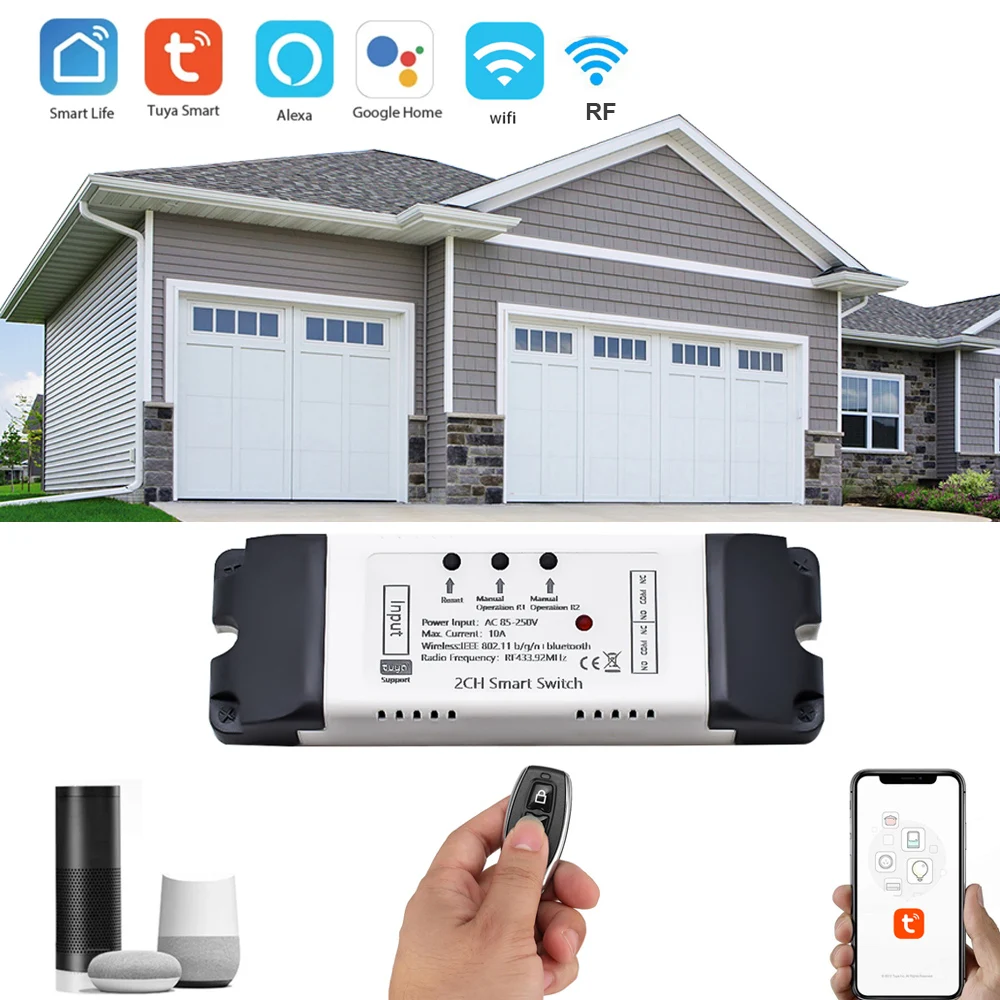 Tuya Smart Wifi Motor Switch Module 12V 32V 220V RF 433 Radio Remote Control 4 Channels Inching Relay for Alexa Google Home