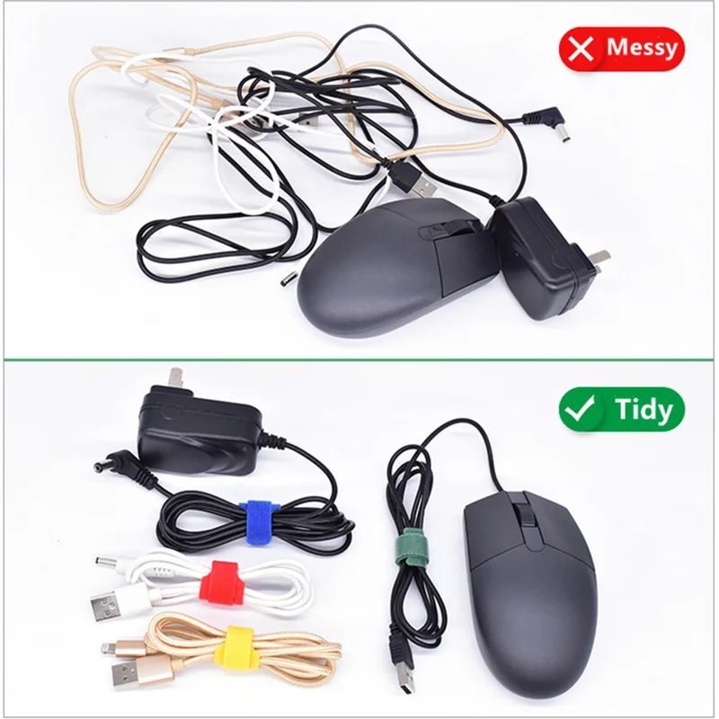 50Pcs Nylon Fastening Cable Ties Adjustable Cord Ties,Cable Management Straps Hook Loop Cord Organizer Wire Ties Reusable