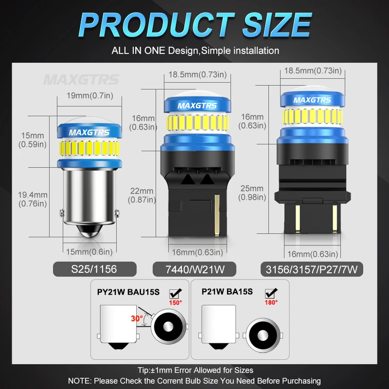 2x 1156 BA15S P21W 1157 7440 7443 W21/5W 3157 BAZ15D BA15D P21/5W Bau15s Car Bulb LED Lamp Reverse Brake Turn Signal Light 12V