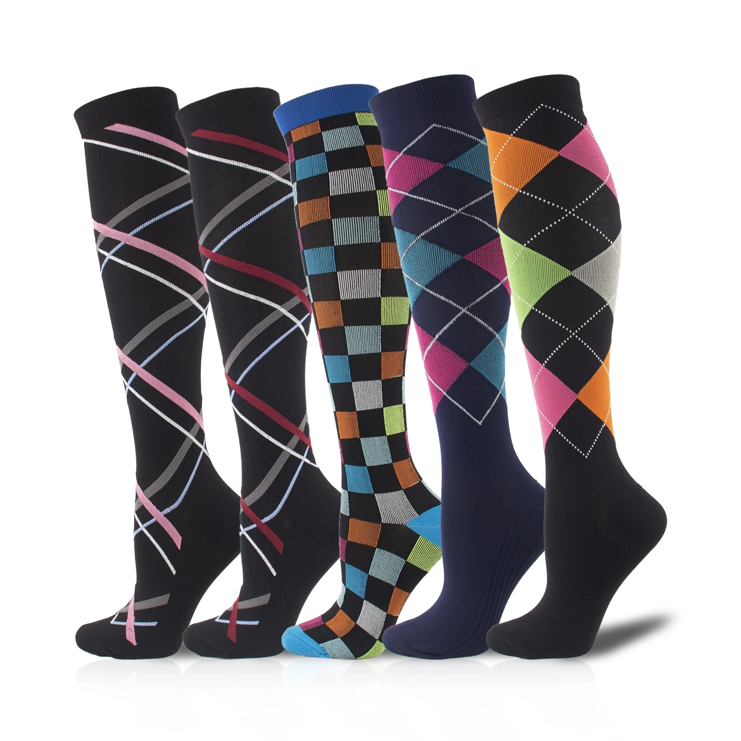 3/6/7 Pairs/Pack Compression Socks Women Men Knee High 30 MmHg Running Sports Socks Edema Diabetes Varicose Veins Socks Dropship