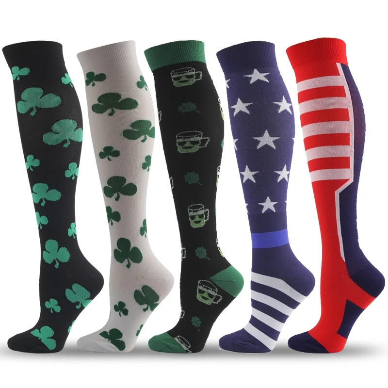 3/6/7 Pairs/Pack Compression Socks Women Men Knee High 30 MmHg Running Sports Socks Edema Diabetes Varicose Veins Socks Dropship