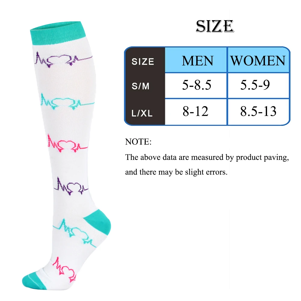 3/6/7 Pairs/Pack Compression Socks Women Men Knee High 30 MmHg Running Sports Socks Edema Diabetes Varicose Veins Socks Dropship