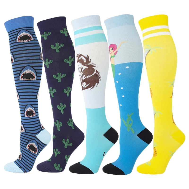 3/6/7 Pairs/Pack Compression Socks Women Men Knee High 30 MmHg Running Sports Socks Edema Diabetes Varicose Veins Socks Dropship