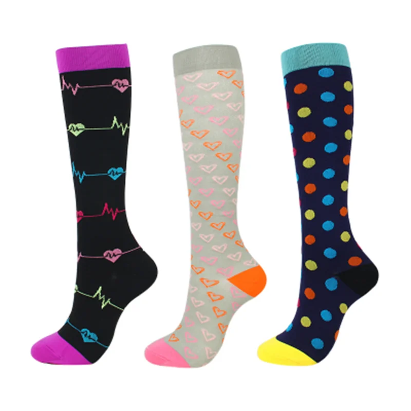 3/6/7 Pairs/Pack Compression Socks Women Men Knee High 30 MmHg Running Sports Socks Edema Diabetes Varicose Veins Socks Dropship