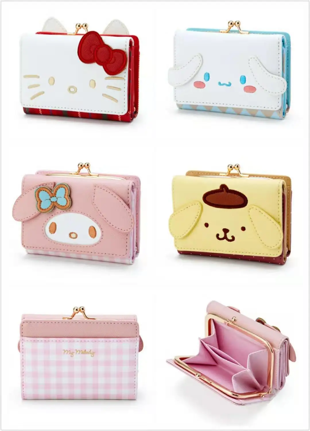 Hello Kitty Coin Purse Creative Small Wallet Wholesale Mini Purses My Melody Kuromi Keychain Wallet Sanrio Purse Kawaii Clutch