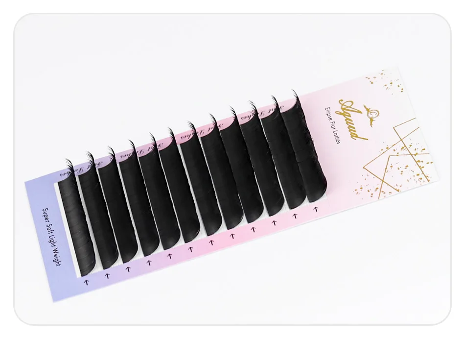 AGUUD Matte Dark Black Ellipse Flat Lashes 0.15 0.20 B C CC D DD Double Split Tip Individual Flat False Eyelashes Makeup Cilia