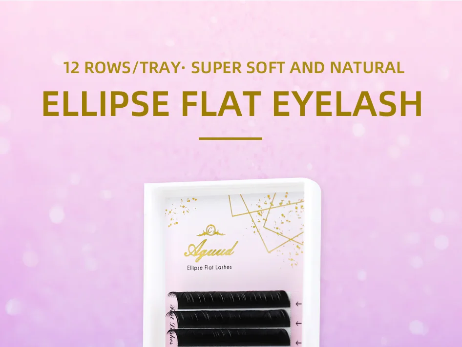 AGUUD Matte Dark Black Ellipse Flat Lashes 0.15 0.20 B C CC D DD Double Split Tip Individual Flat False Eyelashes Makeup Cilia