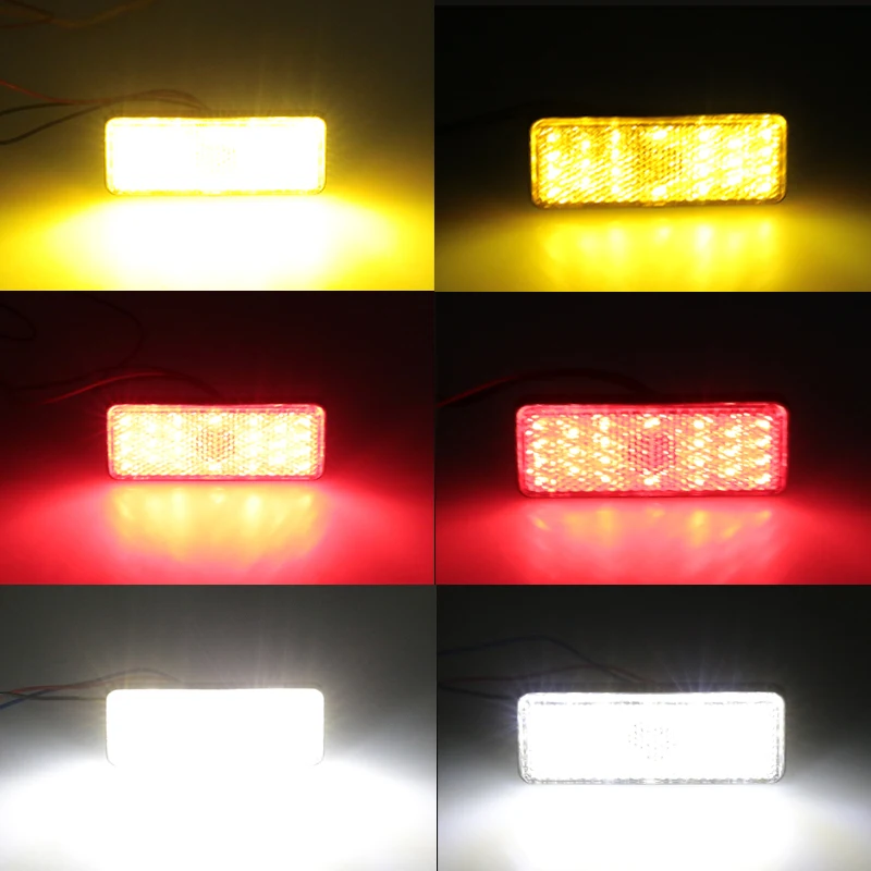 Tail Light Motorcycle Rectangle Reflector Tail Brake Lamp Motorcycle Rear Light Car ATV LED Reflectors Truck Side Warning Lights