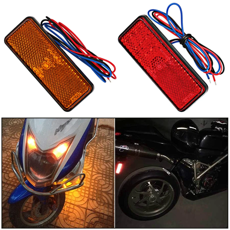 Tail Light Motorcycle Rectangle Reflector Tail Brake Lamp Motorcycle Rear Light Car ATV LED Reflectors Truck Side Warning Lights