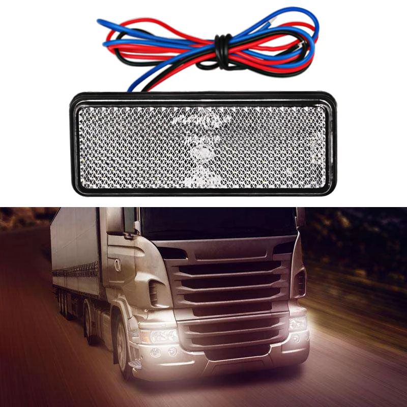 Tail Light Motorcycle Rectangle Reflector Tail Brake Lamp Motorcycle Rear Light Car ATV LED Reflectors Truck Side Warning Lights