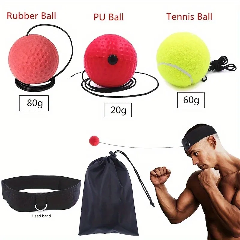 Boxing Reflex Ball Set 3 Difficulty Level Boxing Balls with Adjustable Headband for Punching Speed Reaction Agility Training