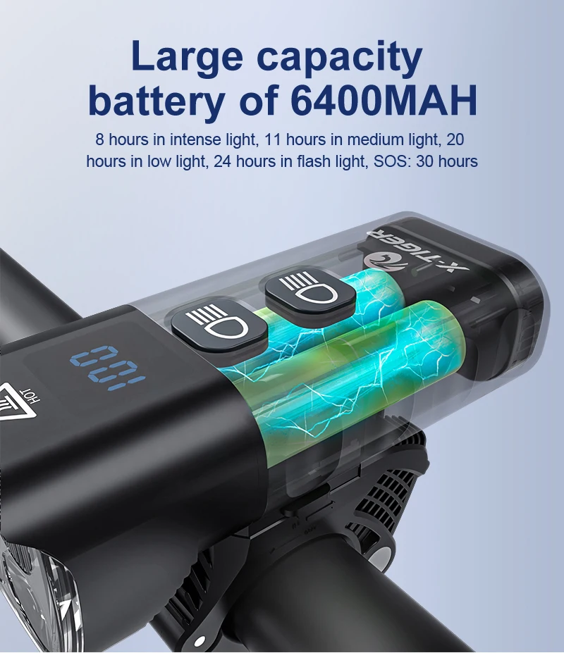 X-TIGER Waterproof MTB Bike Light Aluminum Alloy Road Cycling USB Rechargeable Headlight 2400 Lumens Bicycle Light Accessories