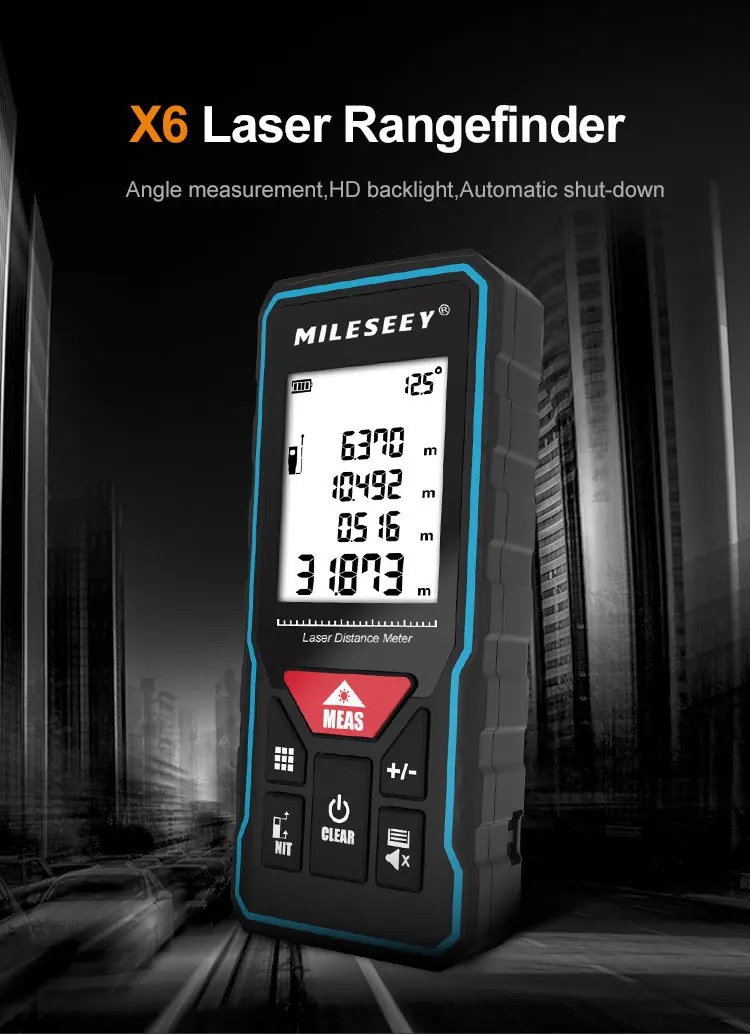 MILESEEY X6 Laser Tape Measure 40M 60M 80M 100M, Professional Rangefinder with Angle Display for DIY, Decorating, Building