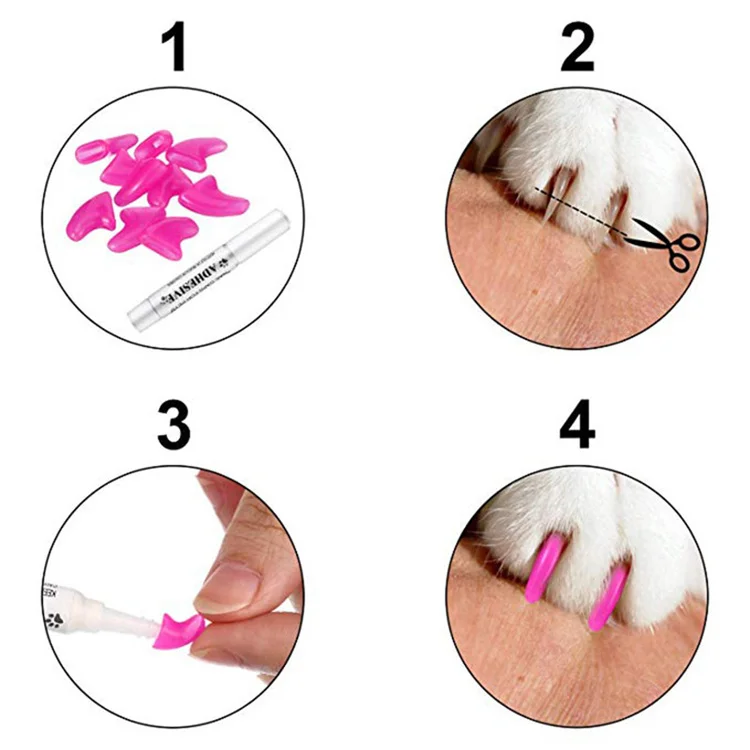 Cat Nail Caps Pet Cat Soft Paws Nail Protector Cover With Free Adhesive Glue + Applicator 20pcs/lot for Kitten