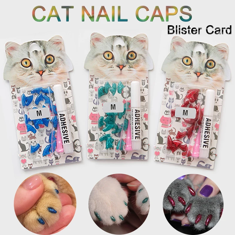 Cat Nail Caps Pet Cat Soft Paws Nail Protector Cover With Free Adhesive Glue + Applicator 20pcs/lot for Kitten