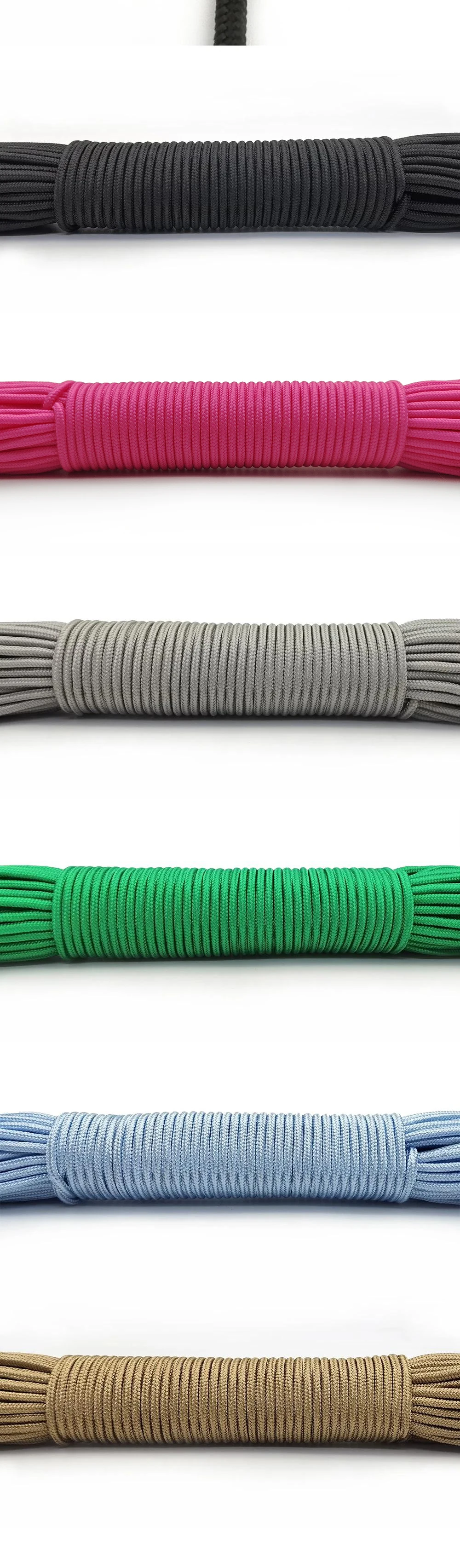 100ft 3mm Paracord Lanyard Rope Parachute Cord Hiking Camping Clothesline Tactical Bracelet Accessory Bracelet One Core
