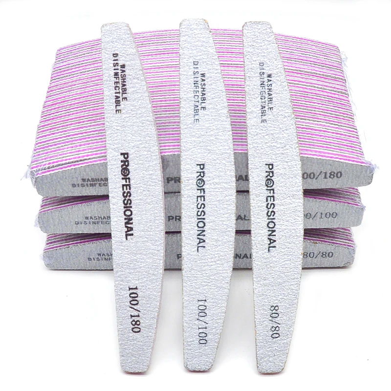 50/25 Pcs/Pack Professional Nail Files Set 80/100/180/240 Half Moon Strong Sandpaper Durable File Nails Tools Manicure Supplies