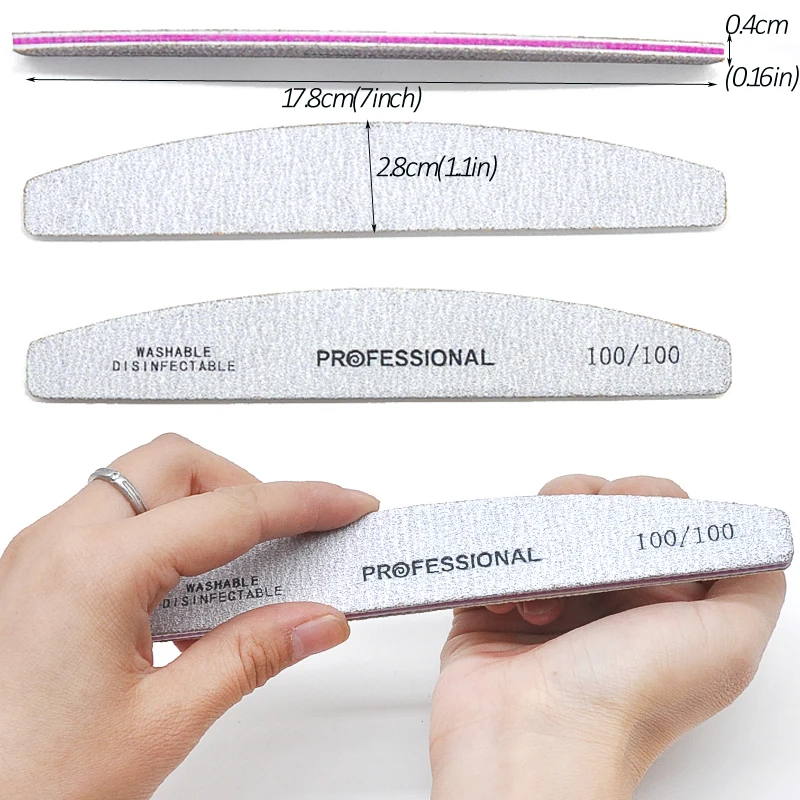 50/25 Pcs/Pack Professional Nail Files Set 80/100/180/240 Half Moon Strong Sandpaper Durable File Nails Tools Manicure Supplies