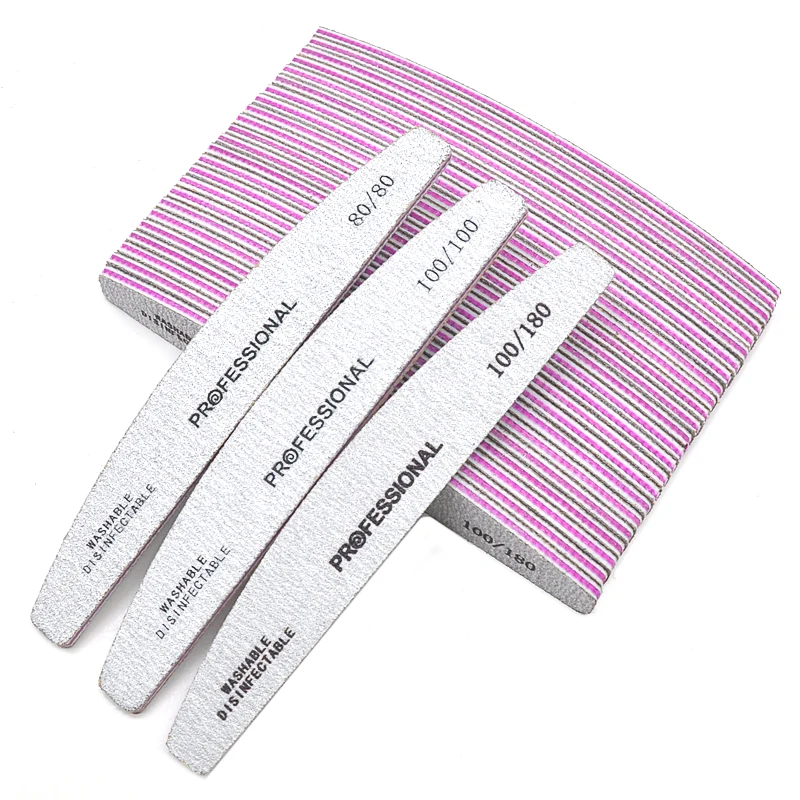 50/25 Pcs/Pack Professional Nail Files Set 80/100/180/240 Half Moon Strong Sandpaper Durable File Nails Tools Manicure Supplies