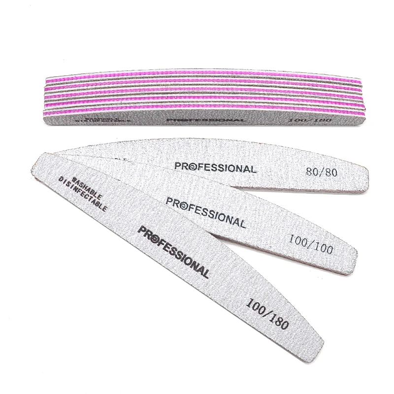 50/25 Pcs/Pack Professional Nail Files Set 80/100/180/240 Half Moon Strong Sandpaper Durable File Nails Tools Manicure Supplies