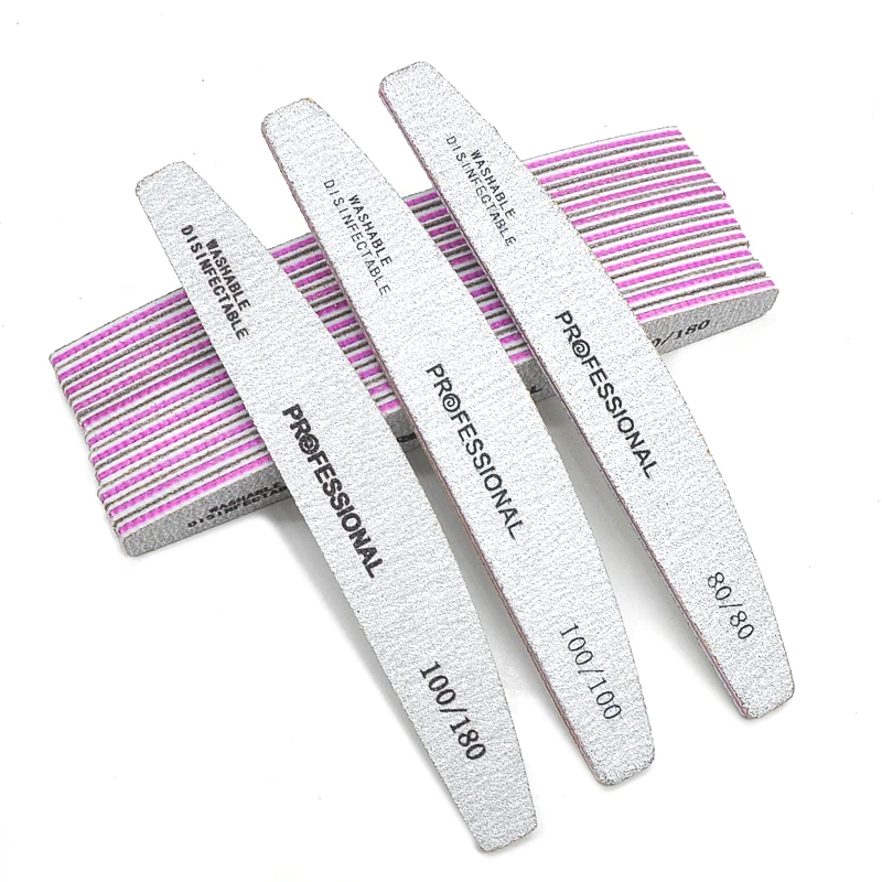 50/25 Pcs/Pack Professional Nail Files Set 80/100/180/240 Half Moon Strong Sandpaper Durable File Nails Tools Manicure Supplies