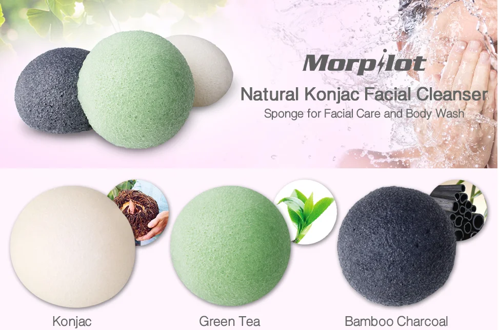 3pcs Face Exfoliation Cleaning Konjac Sponge Natural Facial Sponge Puff Scrub Face Washer