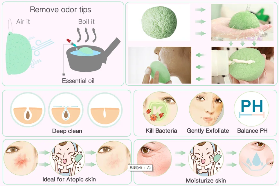 3pcs Face Exfoliation Cleaning Konjac Sponge Natural Facial Sponge Puff Scrub Face Washer