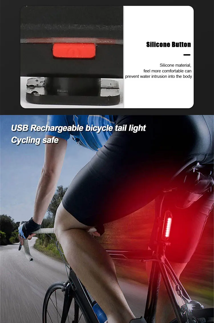 Ultra Bright Bike Tail Light USB Rechargeable Bicycle LED Rear Lamp for Road MTB Helmets Easy to Install for Safety