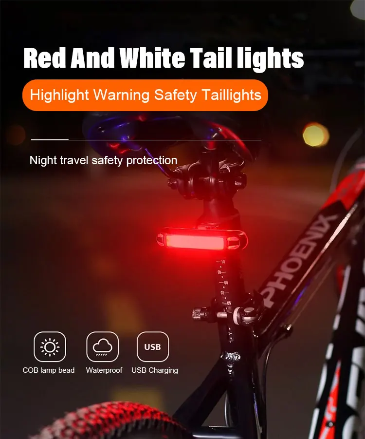 Ultra Bright Bike Tail Light USB Rechargeable Bicycle LED Rear Lamp for Road MTB Helmets Easy to Install for Safety