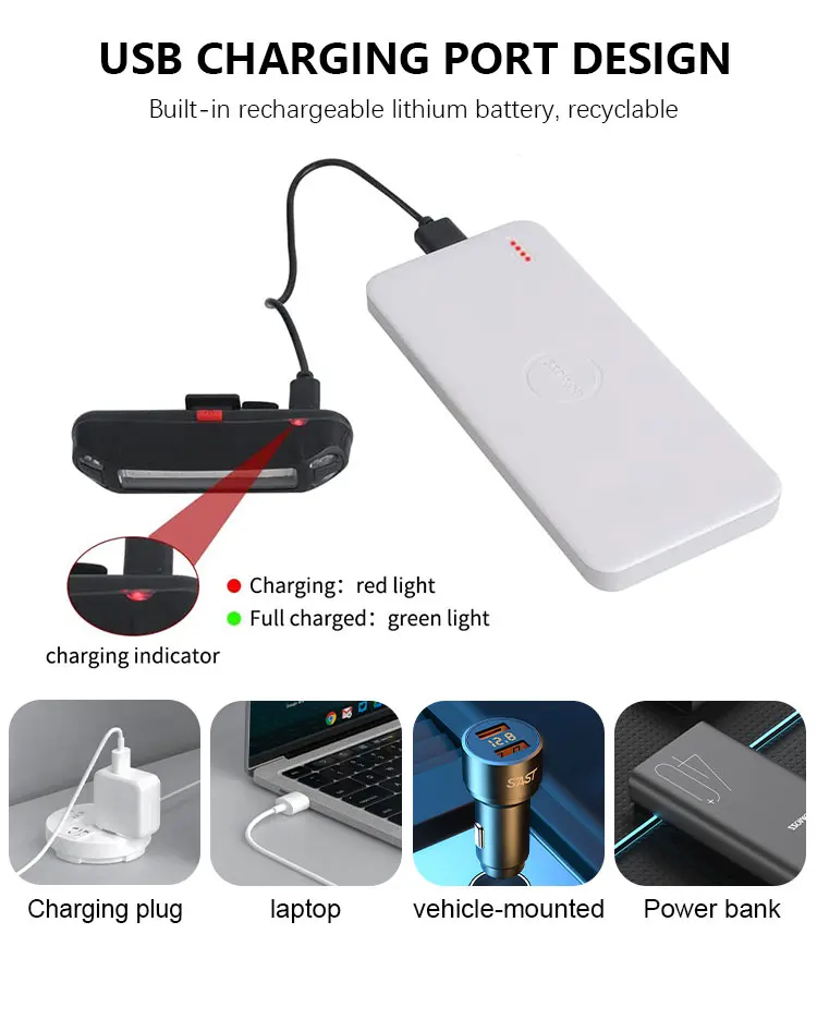 Ultra Bright Bike Tail Light USB Rechargeable Bicycle LED Rear Lamp for Road MTB Helmets Easy to Install for Safety