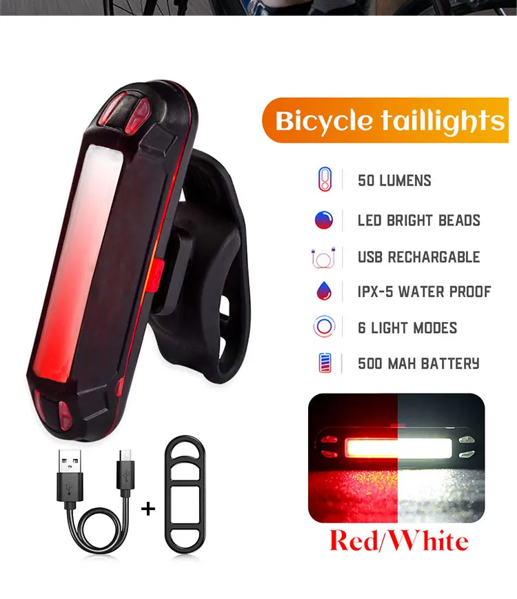 Ultra Bright Bike Tail Light USB Rechargeable Bicycle LED Rear Lamp for Road MTB Helmets Easy to Install for Safety