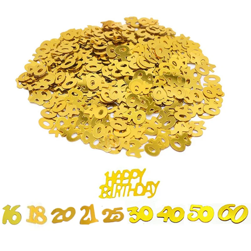 15g/pack Confetti Gold Happy Birthday Number Figure 16 18 20 21 25 30 40 50 60 Table Confetti Decor Anniversary Party Supplies