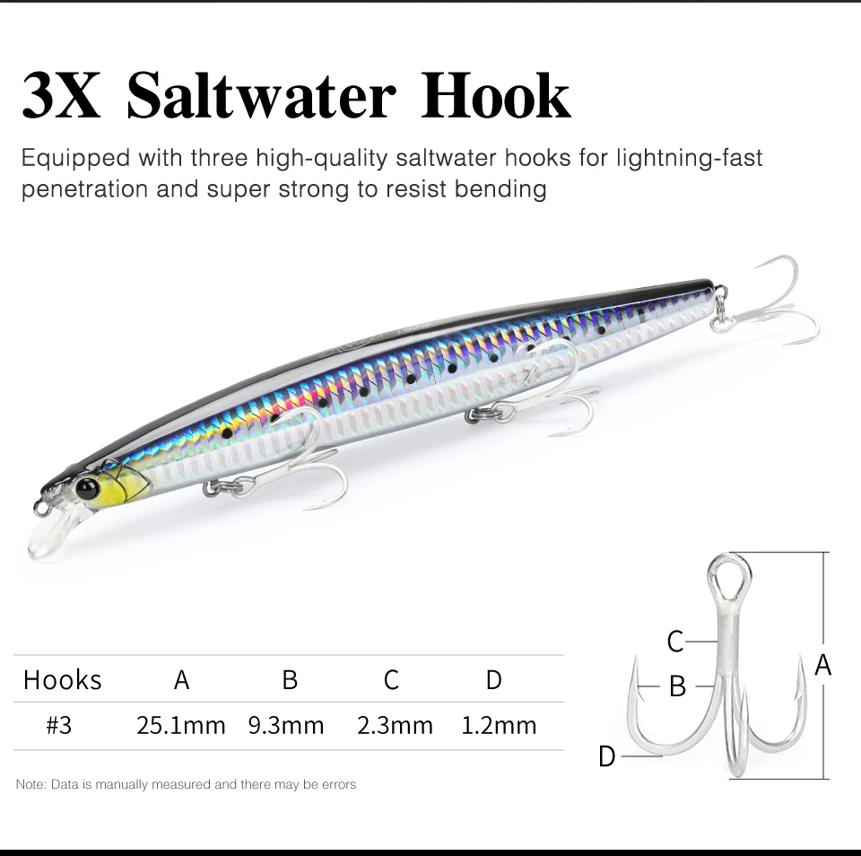 TSURINOYA STINGER 163S Ultra Long Casting Sinking Saltwater Minnow 163mm 34.2g Sea Fishing Lure Artificial Large Hard Baits