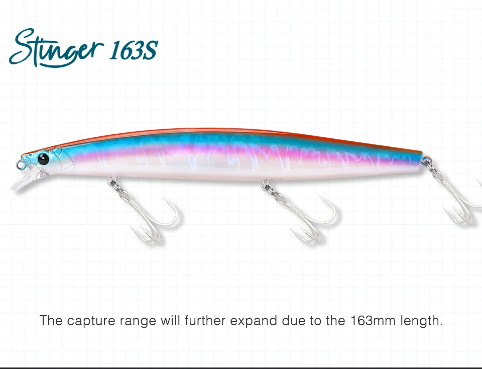 TSURINOYA STINGER 163S Ultra Long Casting Sinking Saltwater Minnow 163mm 34.2g Sea Fishing Lure Artificial Large Hard Baits