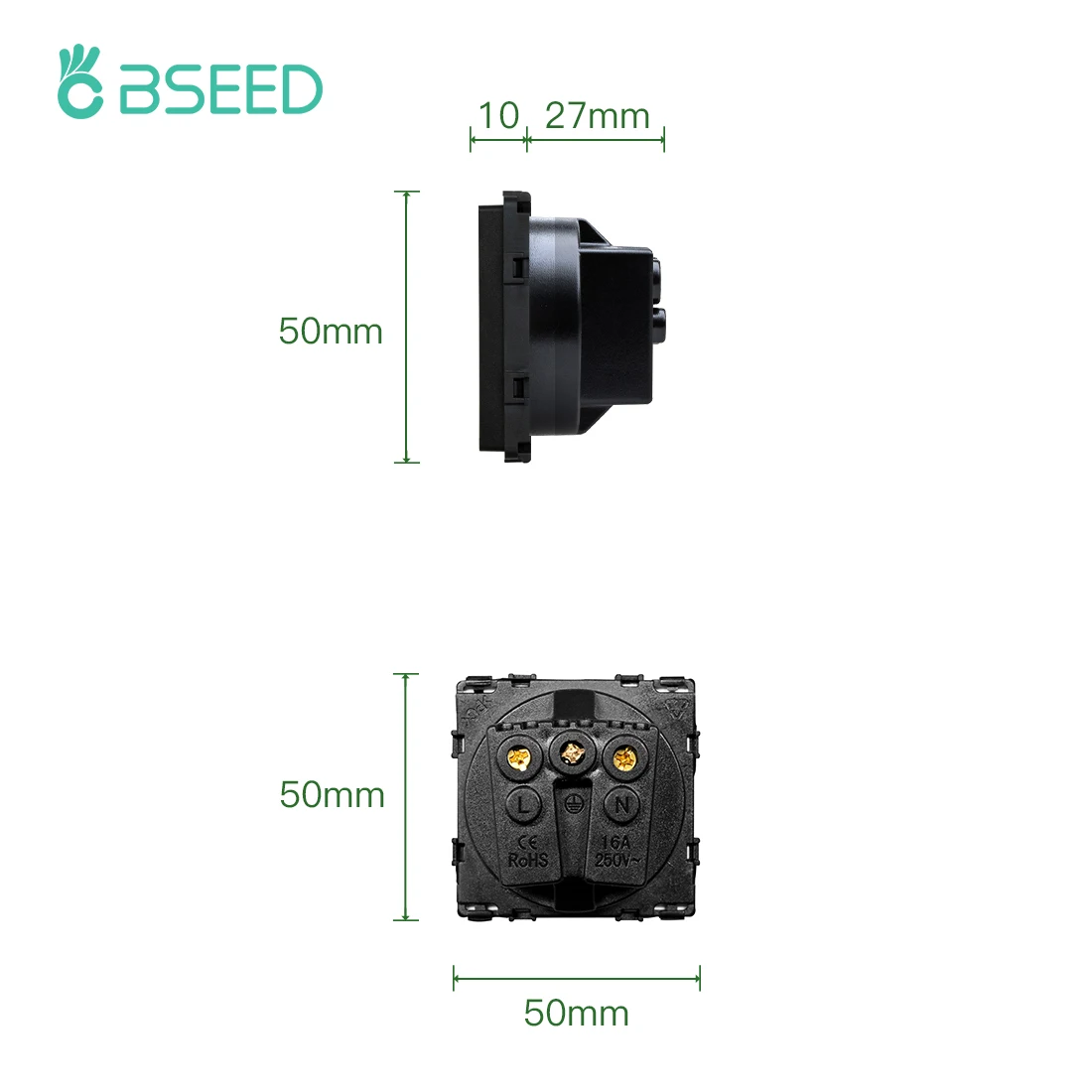BSEED EU Standard Wall Power Socket USB Outlet Without Glass Panel DIY Function Parts Type-C Charge Port Part 110-250V 16A
