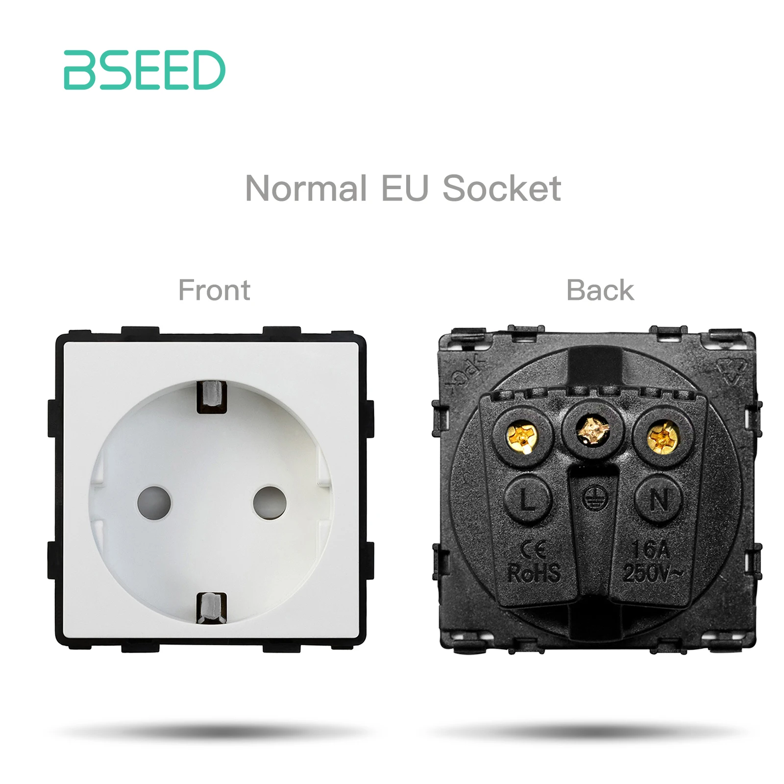 BSEED EU Standard Wall Power Socket USB Outlet Without Glass Panel DIY Function Parts Type-C Charge Port Part 110-250V 16A
