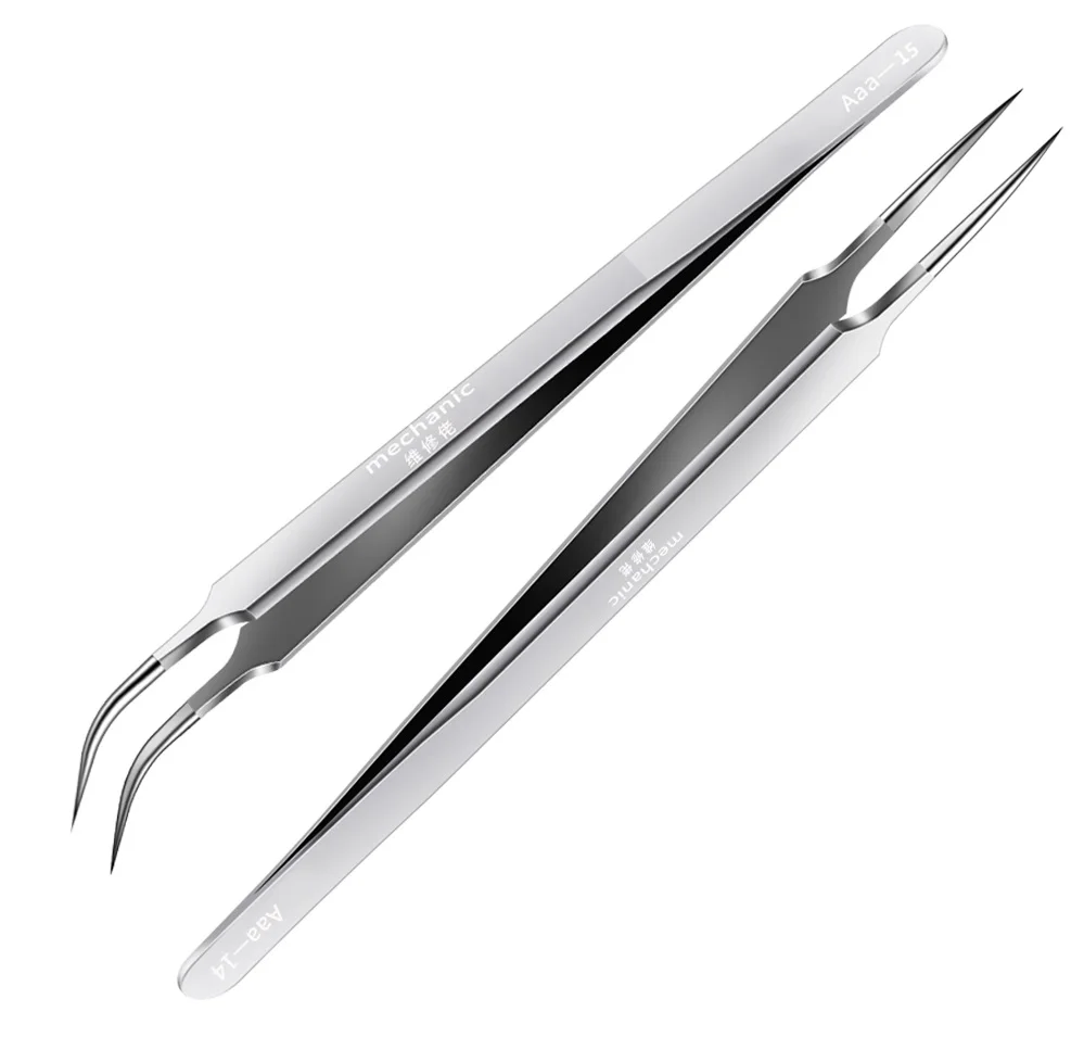 MECHANIC Aaa-14 Aaa-15 Stainless Steel Ultra Fine High Hardness Tenacity Durable Tweezers For SMD PCB BGA Motherboard Repair